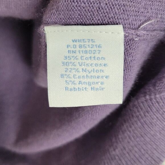 Boden Sweater 3/4 Sleeve Pleated Front Ruffle Round Neck Purple Size 8 - Picture 10 of 12